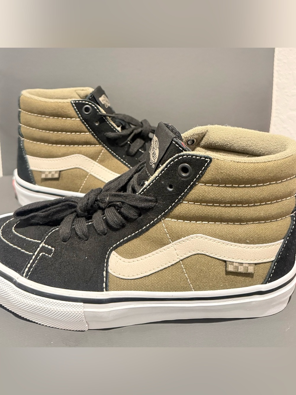 Vans Skate Sk8-Hi Black/Olive Unisex Sneakers M-6.5|W-8